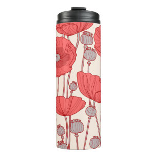 Poppy Field Dance: Seamless Floral Rhapsody Thermal Tumbler