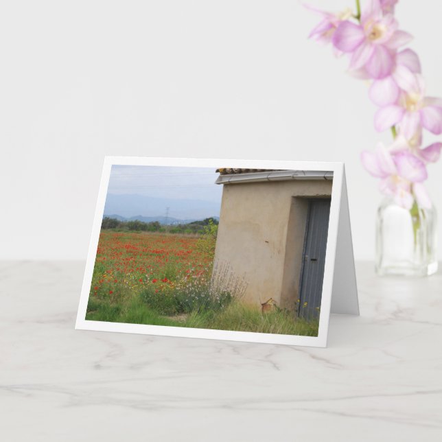 Poppy Field Farmhouse Landscape Card (Orchid)