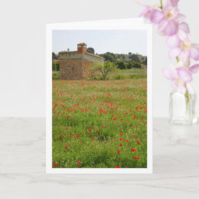 Poppy Field Farmhouse Portrait Card (Orchid)