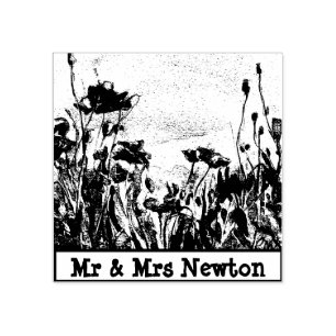 Poppy Field Fine Art Rubber Stamp, Letter, invite Stamp