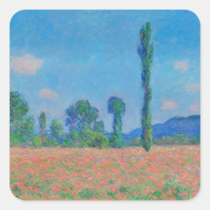 Poppy Field, Giverny (1891) Claude Monet fine art Square Sticker