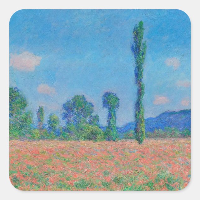 Poppy Field, Giverny (1891) Claude Monet fine art Square Sticker (Front)