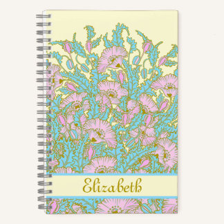 Poppy Field in Pastel Colours, Poppies Pink Blue Notebook