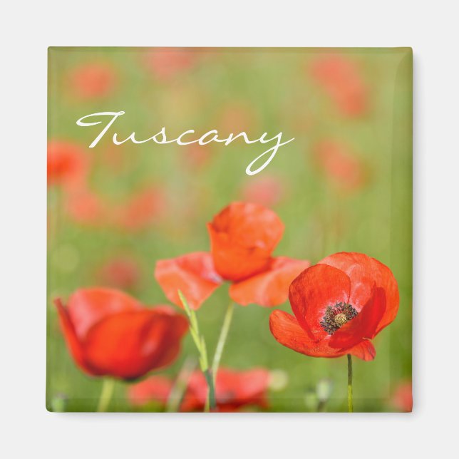 Poppy field in Tuscany text magnet (Front)