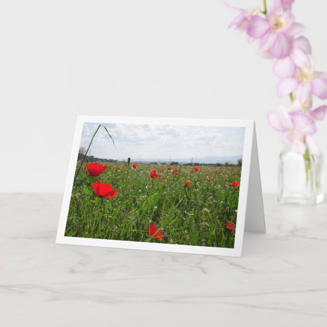 Poppy Field Landscape Card (Orchid)