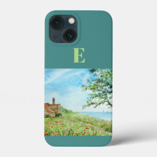 Poppy Field Landscape Watercolor Painting iPhone 13 Mini Case