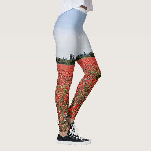 Poppy field leggings for yoga and other sports (Right)