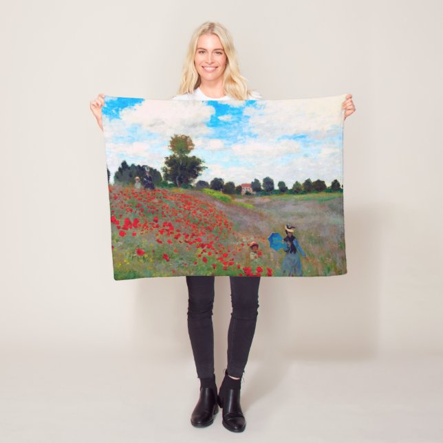 Poppy Field, Monet Fleece Blanket (In Situ)