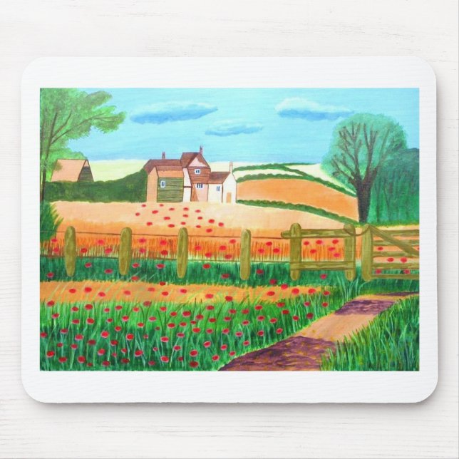 poppy field mouse pad  (Front)