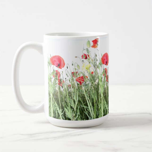  Poppy field Nature blooms flowers  Coffee Mug (Left)