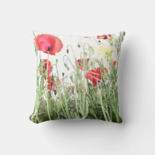 Poppy field Nature blooms flowers Cushion