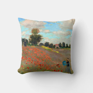 Poppy Field painting by Claude Monet (1873) Cushion
