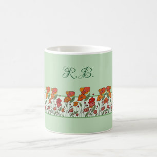 poppy field personalized coffee mug