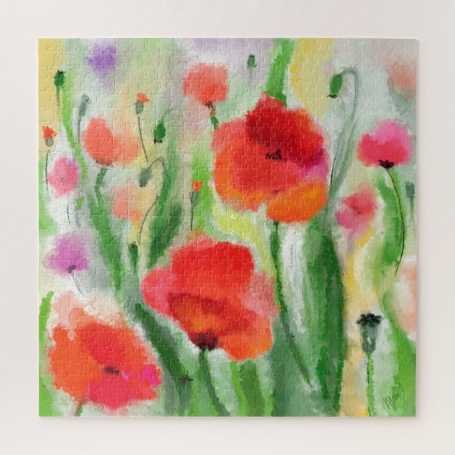 Poppy Field Puzzle Painting (Vertical)