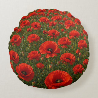 Poppy Field   Round Cushion