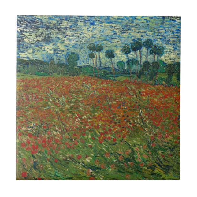 Poppy Field - Vincent van Gogh Ceramic Tile (Front)