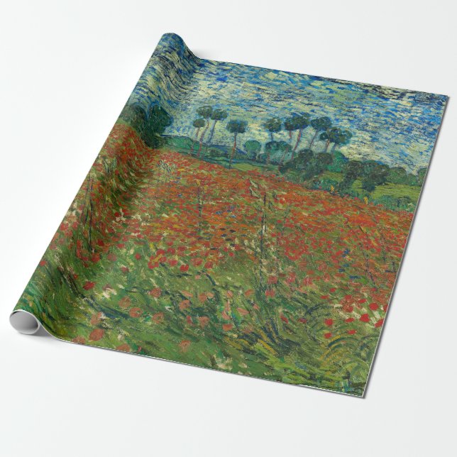 Poppy Field - Vincent van Gogh Wrapping Paper (Unrolled)