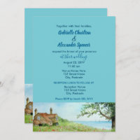 Poppy Field Watercolor Painting Wedding Invitation