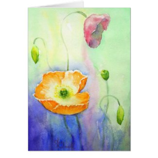 Poppy Field watercolour card