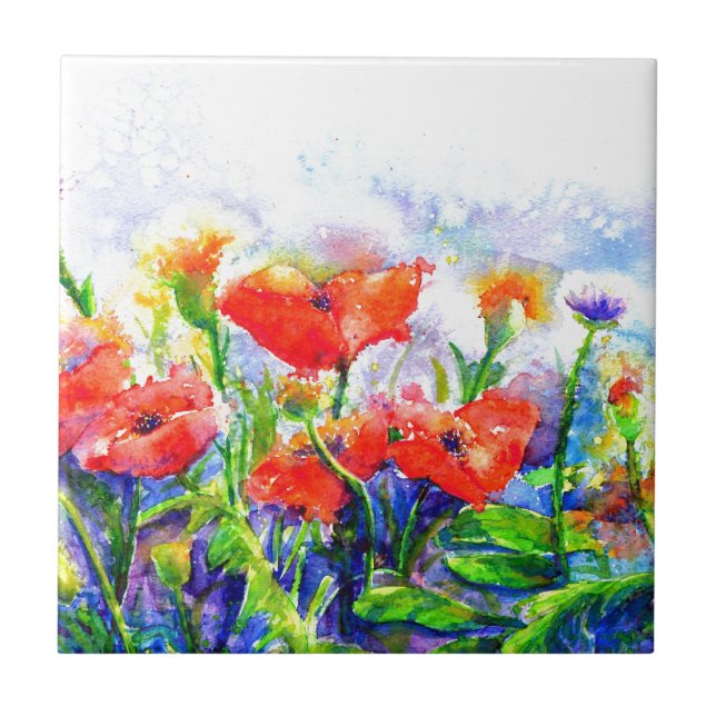Poppy Fields Ceramic Tile (Front)