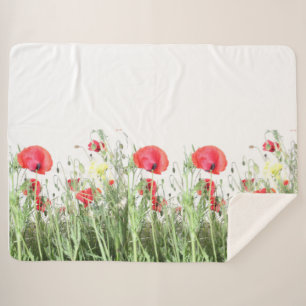 Poppy fields flowers Sun Nature blooms Heart  Sherpa Blanket