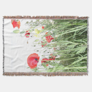 Poppy fields flowers Sun Nature blooms Heart Throw Blanket