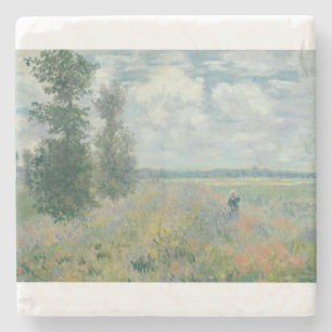 Poppy Fields near Argenteuil by Claude Monet Stone Coaster