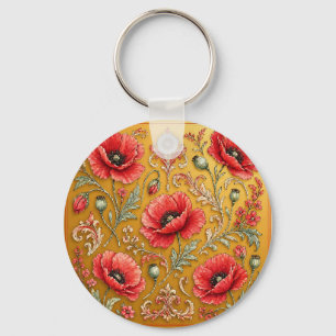 Poppy fleur golden design key ring