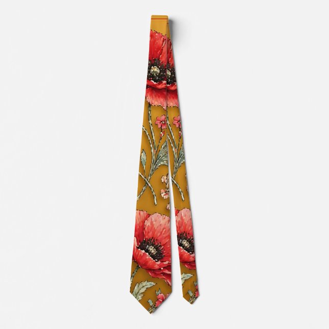 Poppy fleur golden design tie (Front)