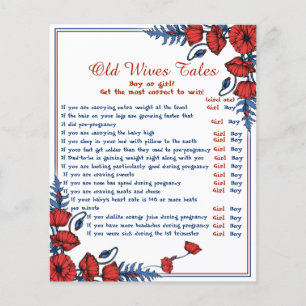 Poppy Floral Baby Shower Old Wives Tale Game