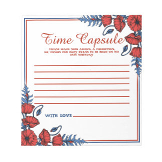 Poppy Floral Baby Shower Time Capsule Notepad