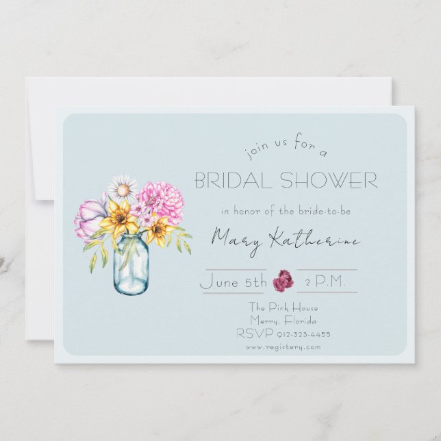 Poppy floral bridal shower bundle invitation (Front)