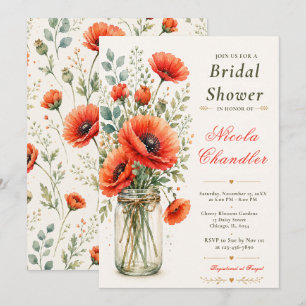 Poppy Floral Bridal Shower Invitation