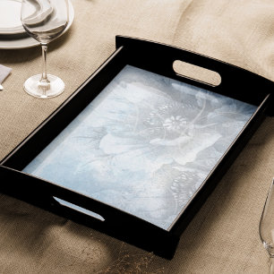 Poppy Floral Gorgeous Blue Dusty Hued Flowers Tissue Paper