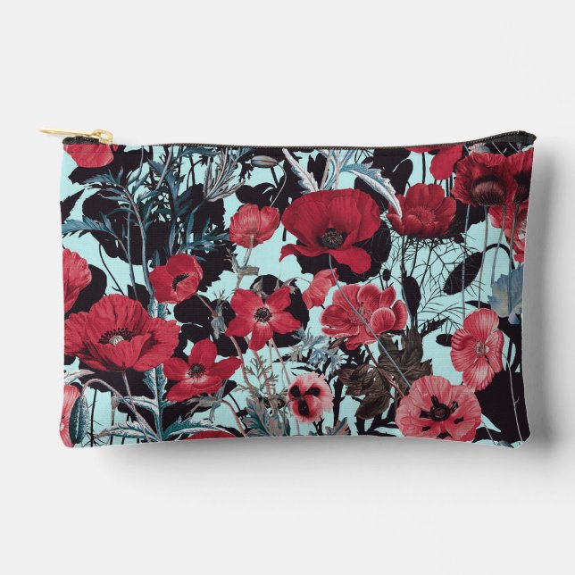 Poppy Floral Pattern Accessory Pouch (Front)