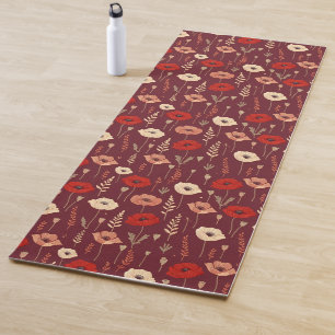 Poppy Floral Pattern Yoga Mat