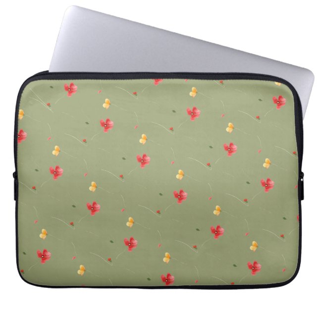 Poppy floral seamless pattern  laptop sleeve (Front)