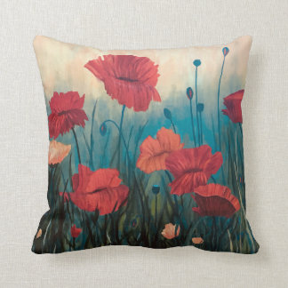 Poppy Flower Accent Cushion
