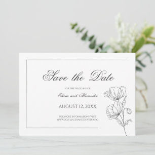 Poppy flower chic elegant wedding save the date