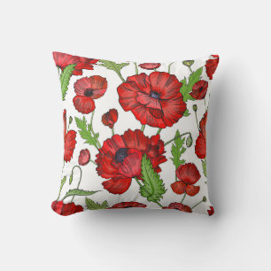 Poppy Flower Decorative Tapestry Cushion Cover