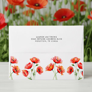 Poppy Flower Floral Orange Spring Envelope