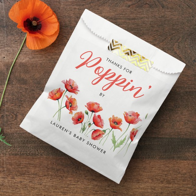 Poppy Flower Floral Spring Baby Bridal Shower Favour Bag (Poppy Flower Floral Spring Baby Bridal Shower Favor Bag
)