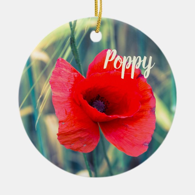 Poppy flower for gardeners and blossom lover gift ceramic ornament (Front)