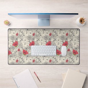 Poppy Flower Garden Pattern Desk Mat