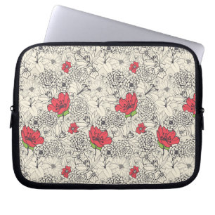 Poppy Flower Garden Pattern Laptop Sleeve