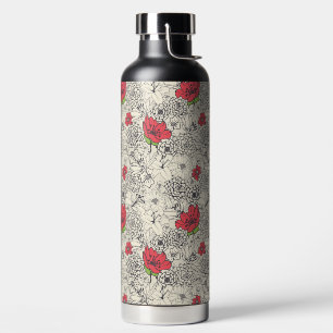 Poppy Flower Garden Pattern Water Bottle