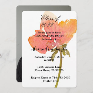 Poppy Flower Graduation Your Photo Invitation