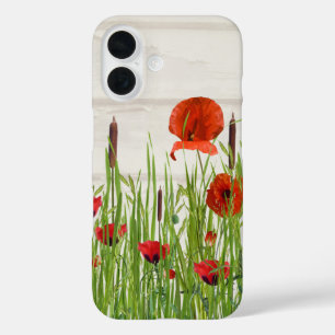 Poppy flower in grass iPhone 16 case