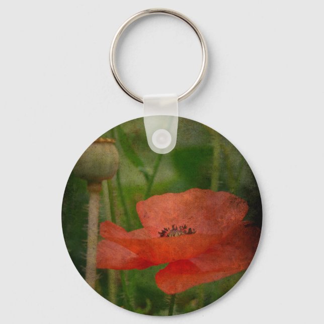 Poppy Flower Key Ring (Front)
