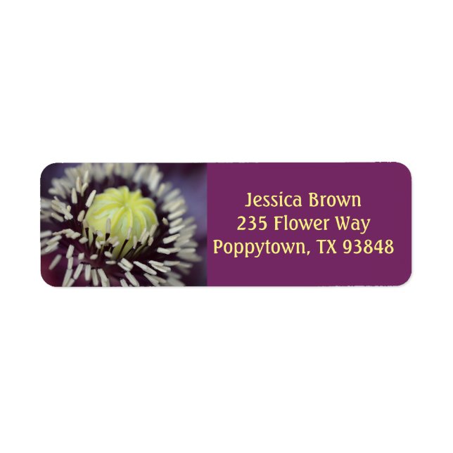 Poppy Flower Label Return Address Label (Front)